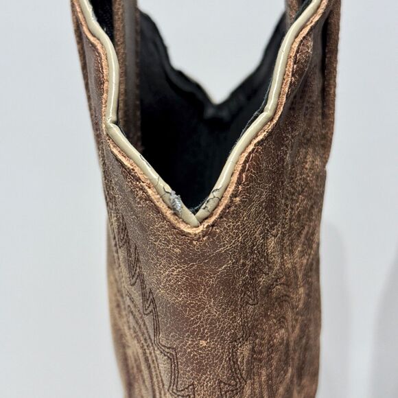 NWOB Rockin' Country Brown Leather Cowgirl Western Boots Snip Toe Women Size 7M - Picture 16 of 16